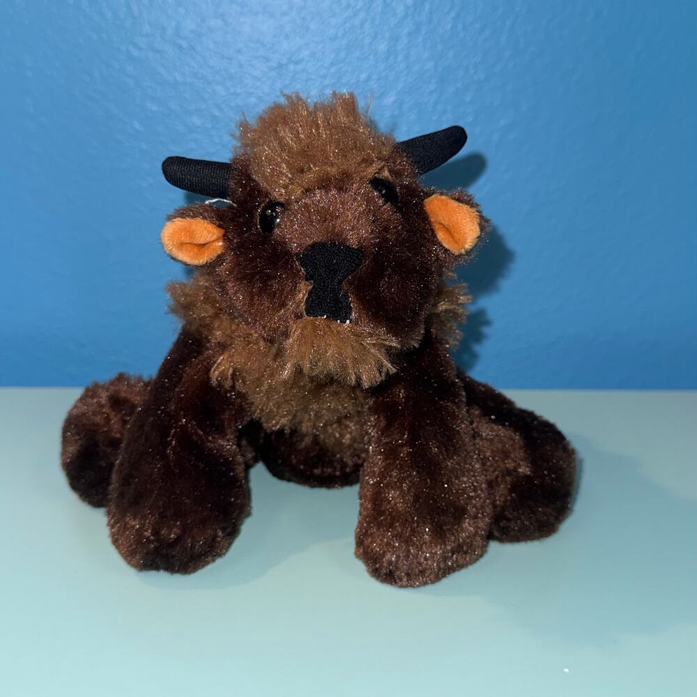 Realistic Bison Plush Stuffed Animal Brown Buffalo Toy Approx 6 Inch